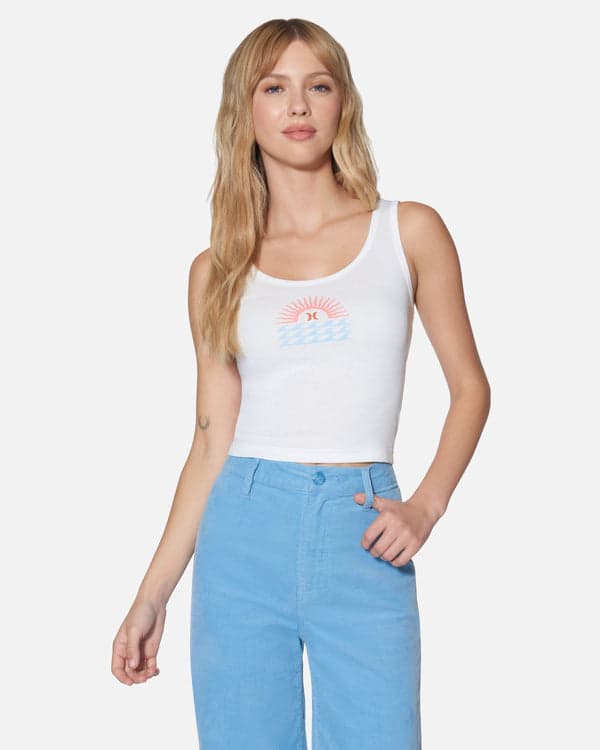 hurley Leisure Scoop Crop Tank White