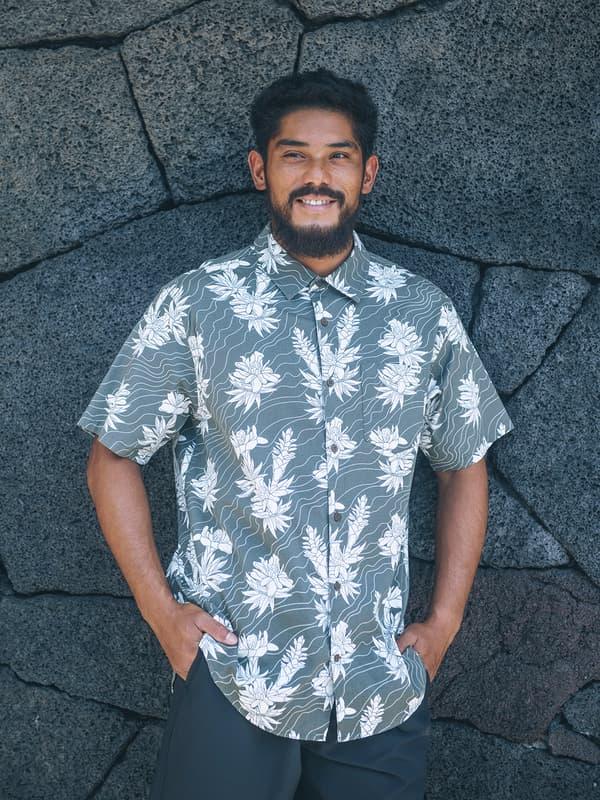 hurley Lido Stretch Short Sleeve Army