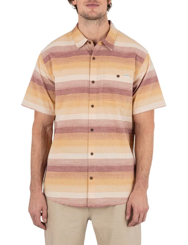 hurley Lido Stripe Short Sleeve Shirt HAZELNUT
