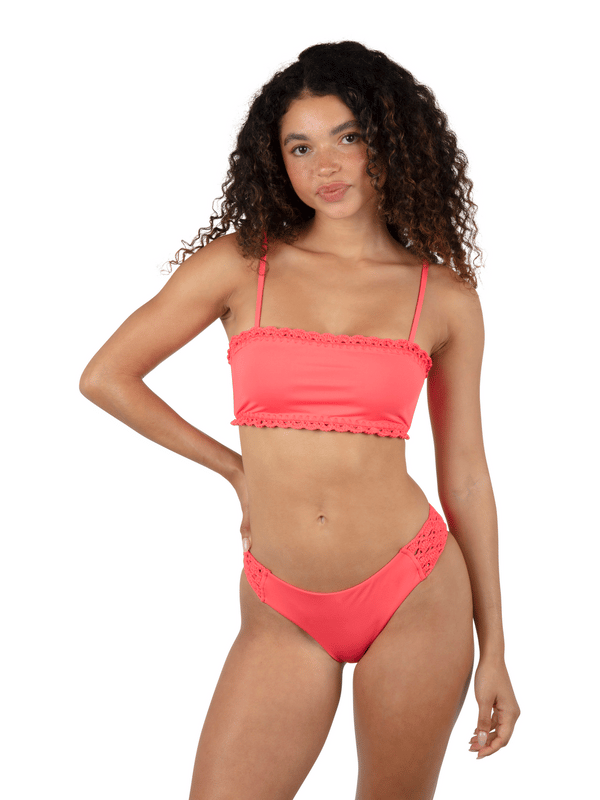 Hurley Macrame Bandeau Bikini Top Poppy