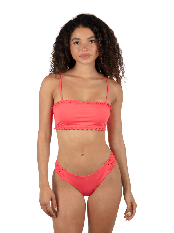 hurley Macrame Bandeau Bikini Top Poppy
