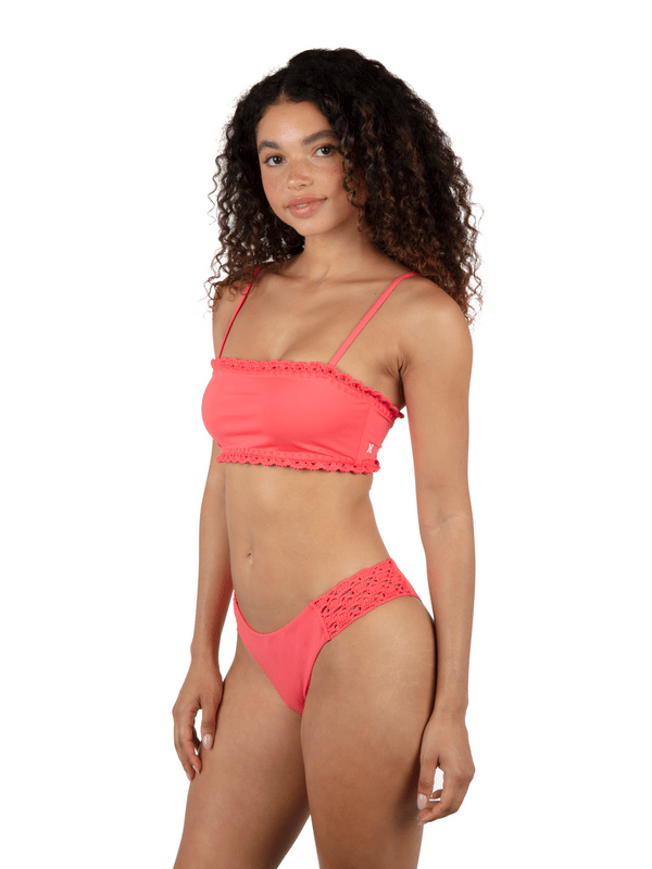 Hurley Macrame Cheeky Hipster Bikini Bottom Poppy