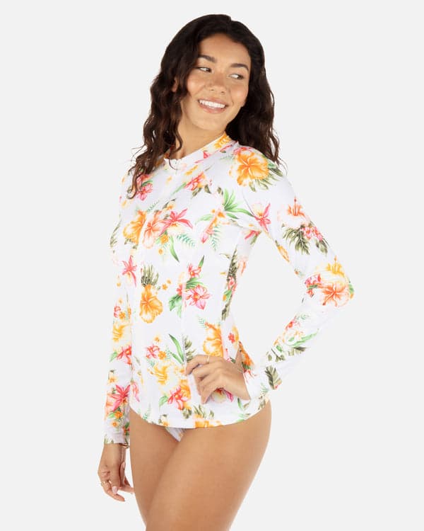 Hurley Malia Zip Front Rashguard White