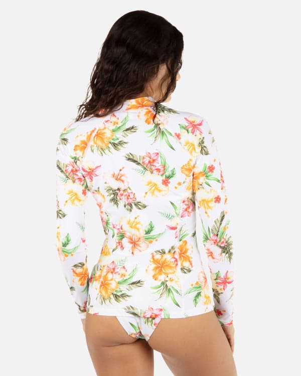 Hurley Malia Zip Front Rashguard White