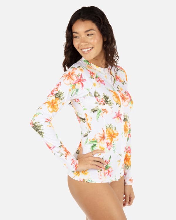 Hurley Malia Zip Front Rashguard White