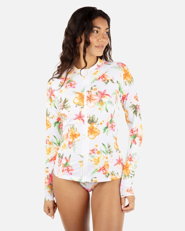 hurley Malia Zip Front Rashguard White
