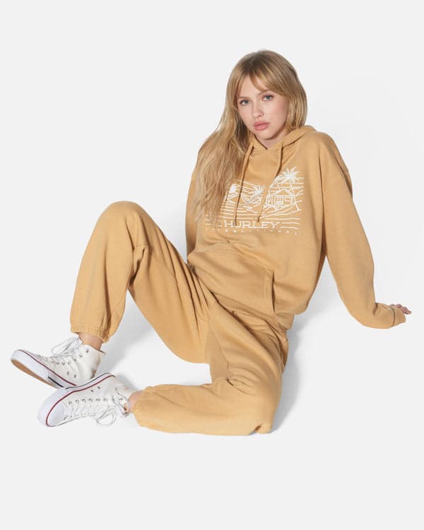 Hurley Maui Oversized Hoodie Tan