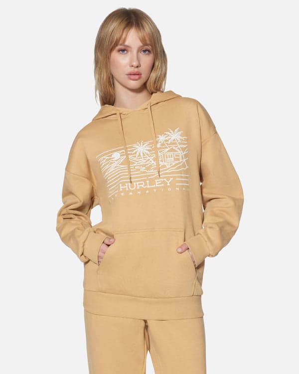 hurley Maui Oversized Hoodie Tan