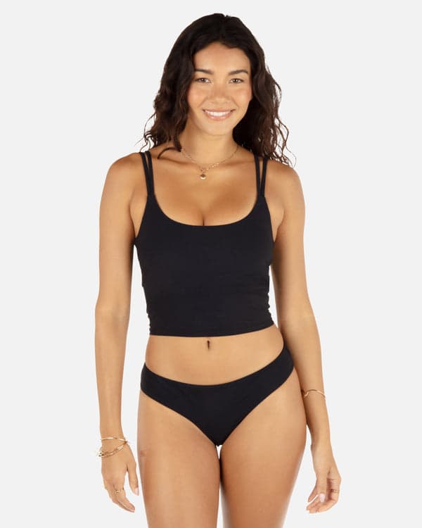 Hurley Max Solid Mid Rise Cheeky Bottom Black