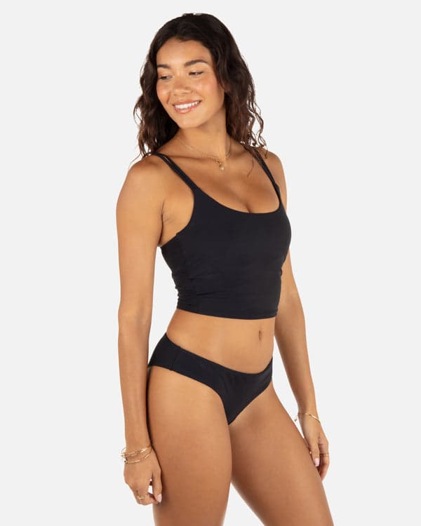 Hurley Max Solid Mid Rise Cheeky Bottom Black