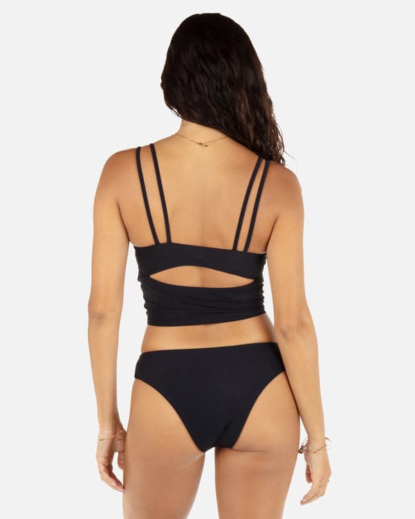 hurley Max Solid Mid Rise Cheeky Bottom Black