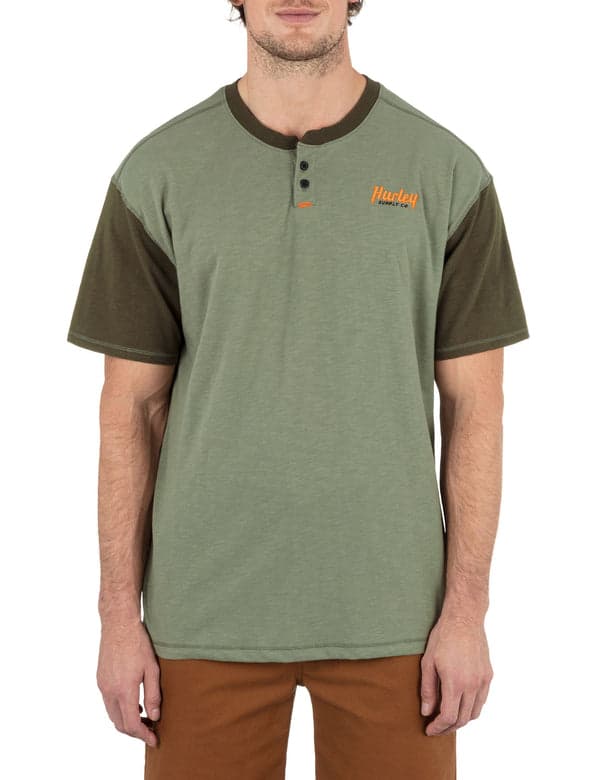 hurley Merchant Short Sleeve Henley ARMY