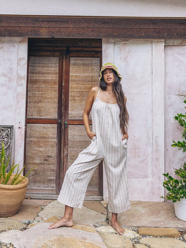 hurley New Heights Jumpsuit Tan