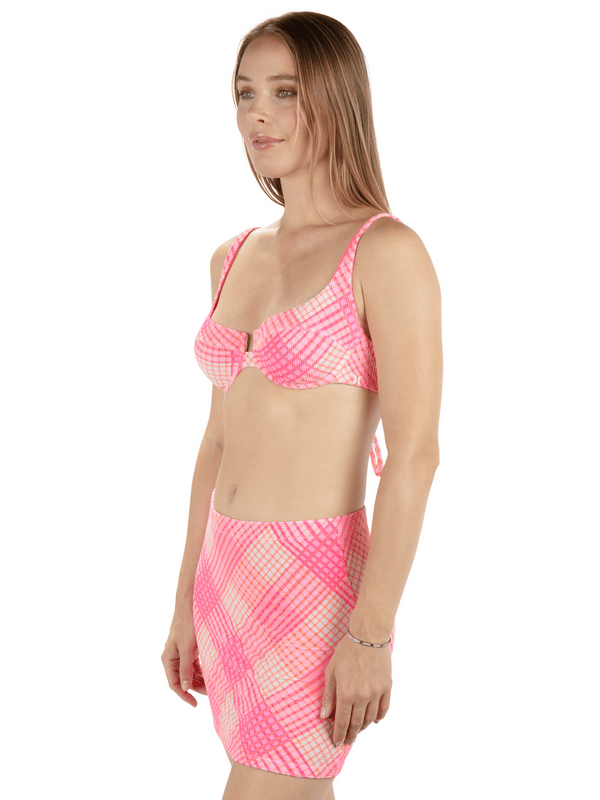 Hurley Ombre Plaid Mini Skirt Coral Blossom