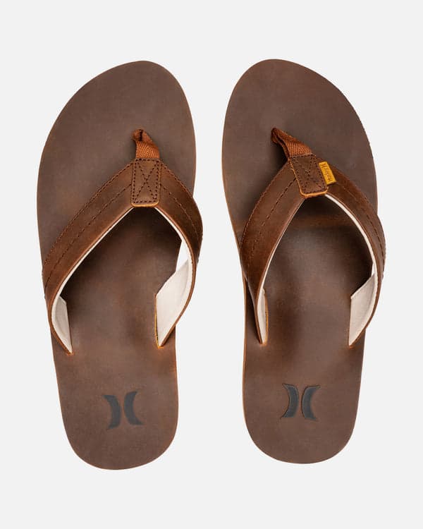 hurley One and Only Leather Sandal Brown
