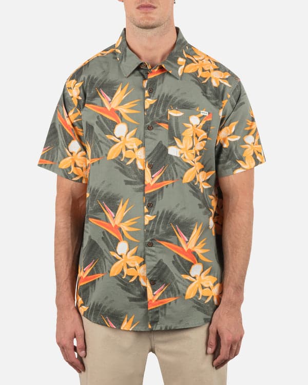 hurley One & Only Lido Stretch Short Sleeve Army