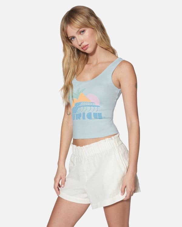Hurley Palm Peaks Scoop Crop Tank Skyway