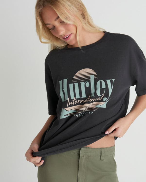 Hurley Racquet Boyfriend Tee Off Black