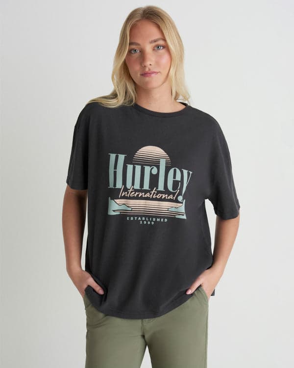 hurley Racquet Boyfriend Tee Off Black