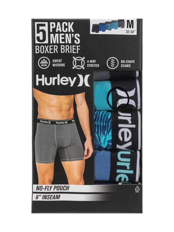 Hurley Regrind Boxer Brief (5 Pack) Turquoise Aqua
