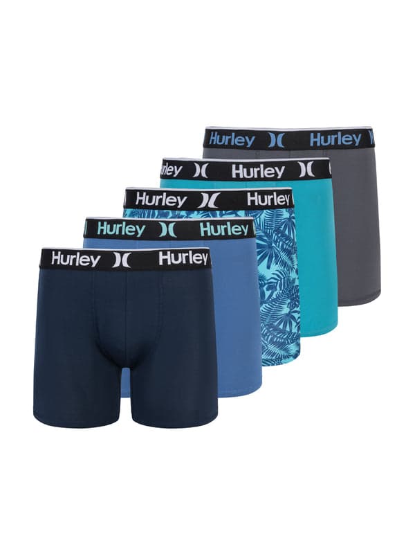 hurley Regrind Boxer Brief (5 Pack) Turquoise Aqua