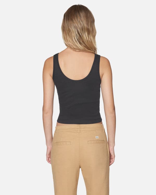 Hurley Roasted Scoop Crop Tank Off Black