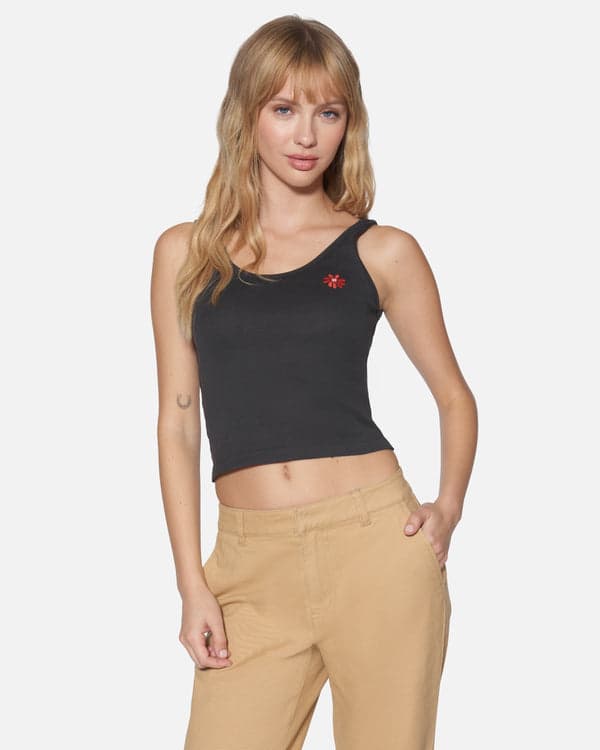 hurley Roasted Scoop Crop Tank Off Black
