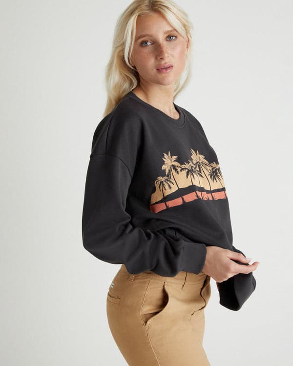 Hurley Sea-Nario Oversized Crew Off Black