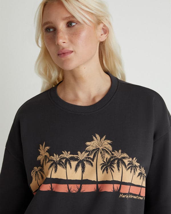 Hurley Sea-Nario Oversized Crew Off Black