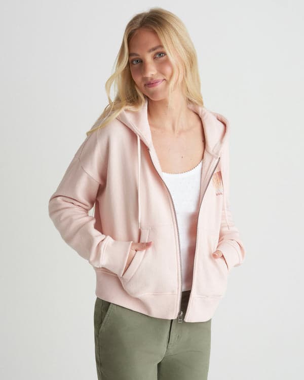 Hurley Shell Yeah Crop Zip Hoodie Seashell Pink