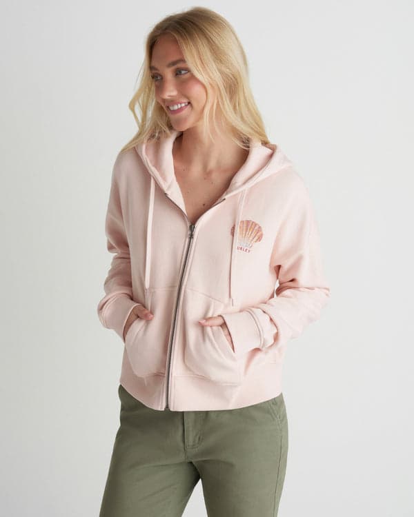 hurley Shell Yeah Crop Zip Hoodie Seashell Pink