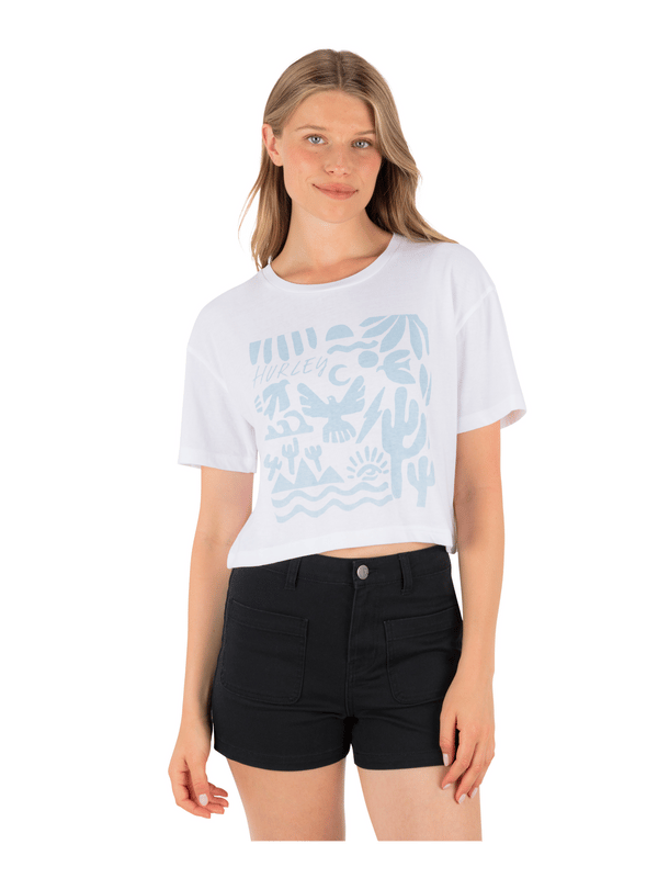 hurley Siesta Boxy Crop Tee WHITE