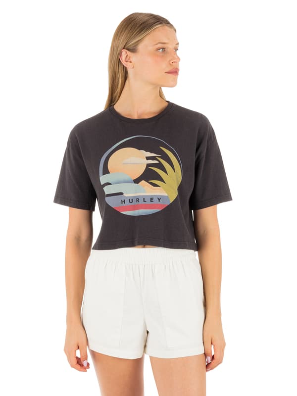 hurley Society Islands Boxy Drop Tee Off Black