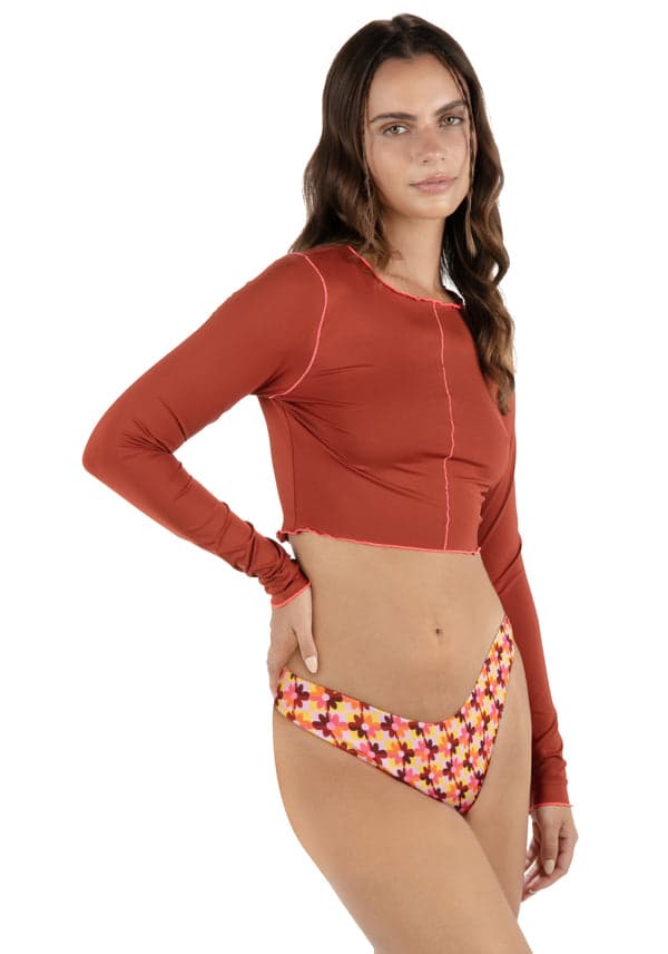 Hurley Solid Crop Long Sleeve Rashguard Copper