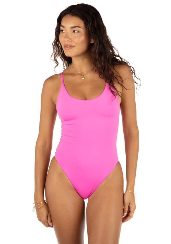 hurley Solid Moderate One Piece Disco Pink