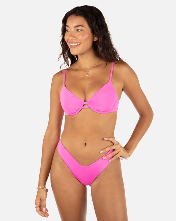 hurley Solid Tab Underwire Bra Disco Pink