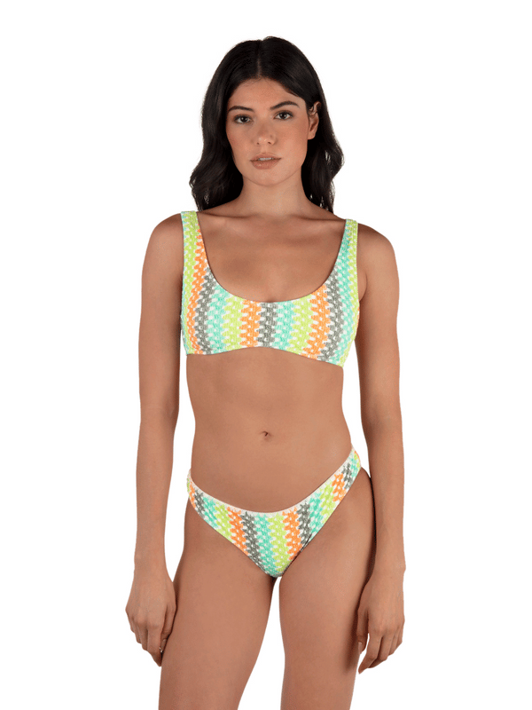hurley Stripe Crochet Scrunch Bralette Sour Apple