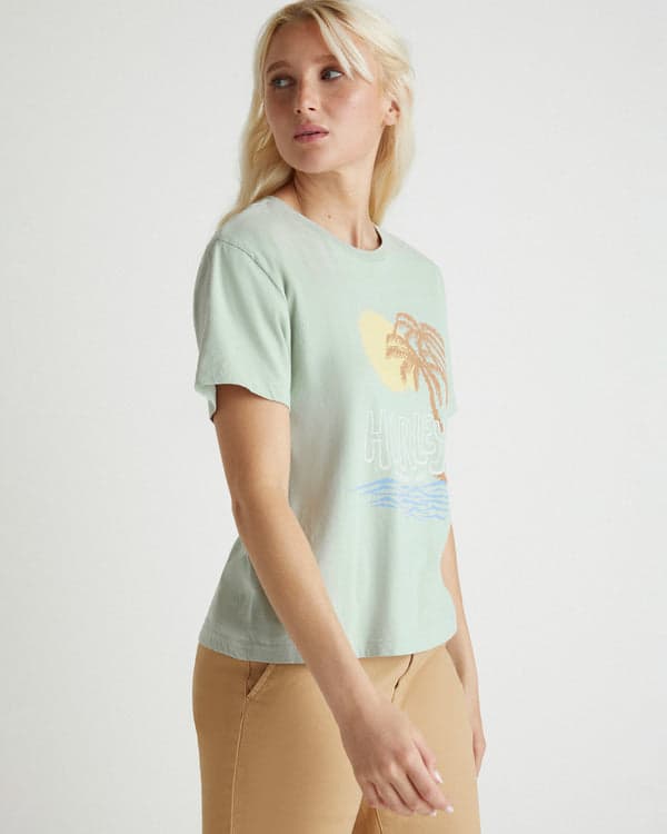 Hurley Sun Palm Classic Tee Aqua Gray