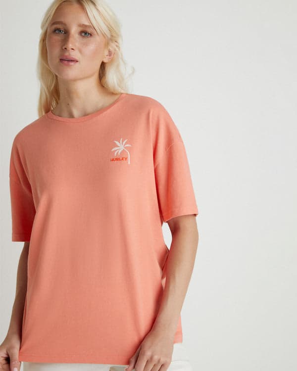 Hurley Sunday Surf Boyfriend Tee Burnt Coral