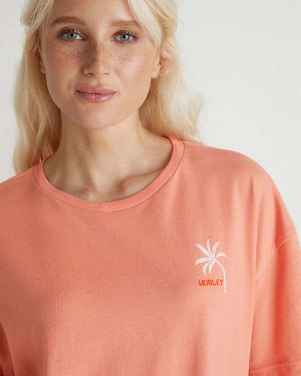 Hurley Sunday Surf Boyfriend Tee Burnt Coral