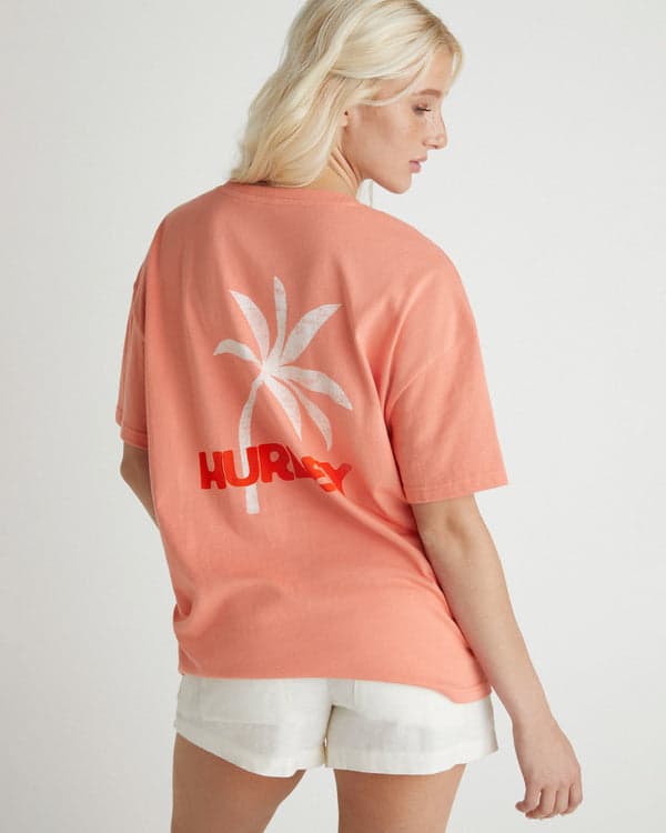 Hurley Sunday Surf Boyfriend Tee Burnt Coral