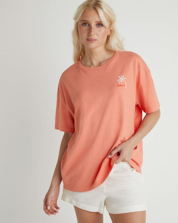 hurley Sunday Surf Boyfriend Tee Burnt Coral