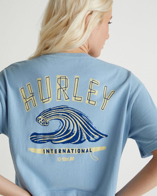 Hurley Surf Club Boxy Crop Tee Dusk Blue