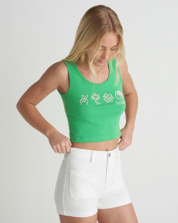 Hurley Three Days Scoop Crop Tank Island Green