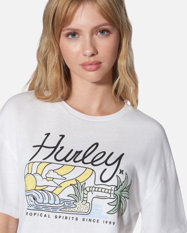 Hurley Tropical Spirits Boxy Crop Tee White