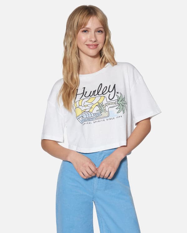 hurley Tropical Spirits Boxy Crop Tee White