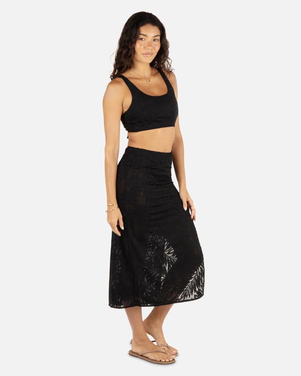 Hurley Ulu Leaf Midi Skirt Black