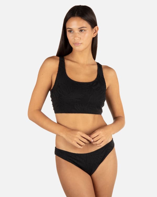 hurley Ulu Leaf Tie Back Top Black