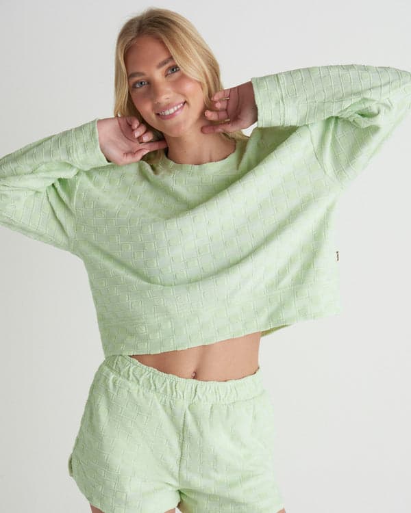 hurley Venice Terry Boxy Crew Sweatshirt Spray