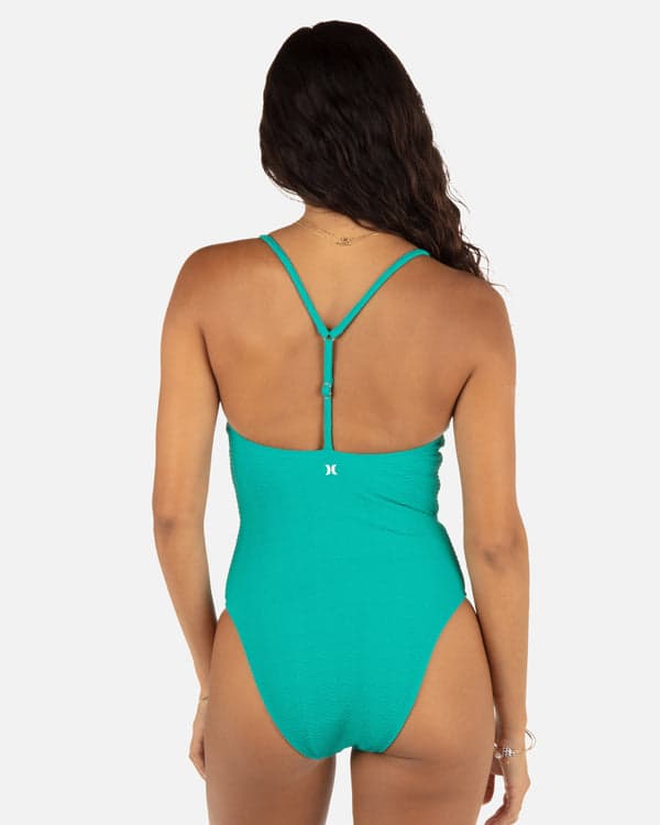 Hurley Wave Scrunch Moderate One Piece Teal